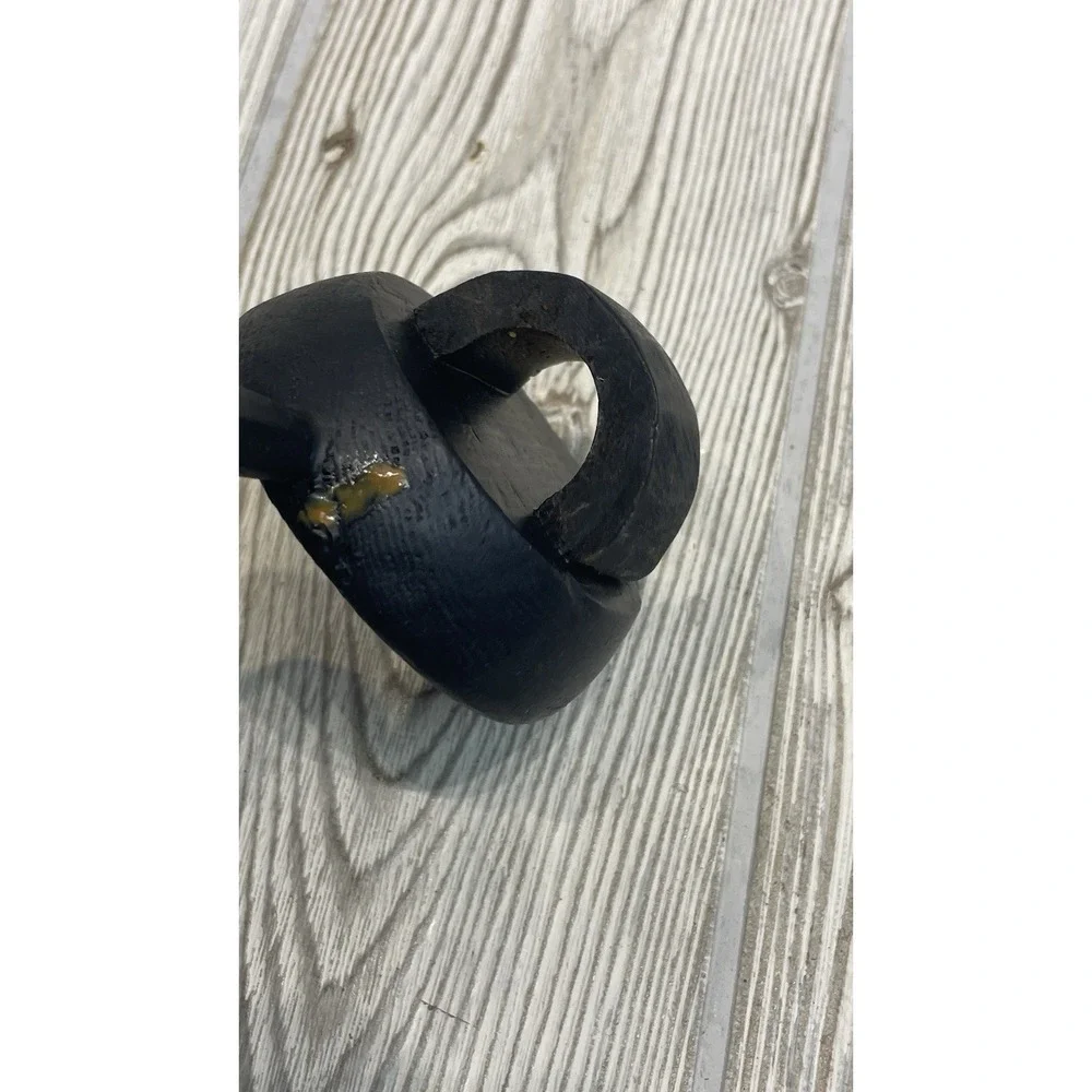 VTG Handcrafted Wooden Skillet Wall Hook Bacon and Eggs Breakfast Decor Black